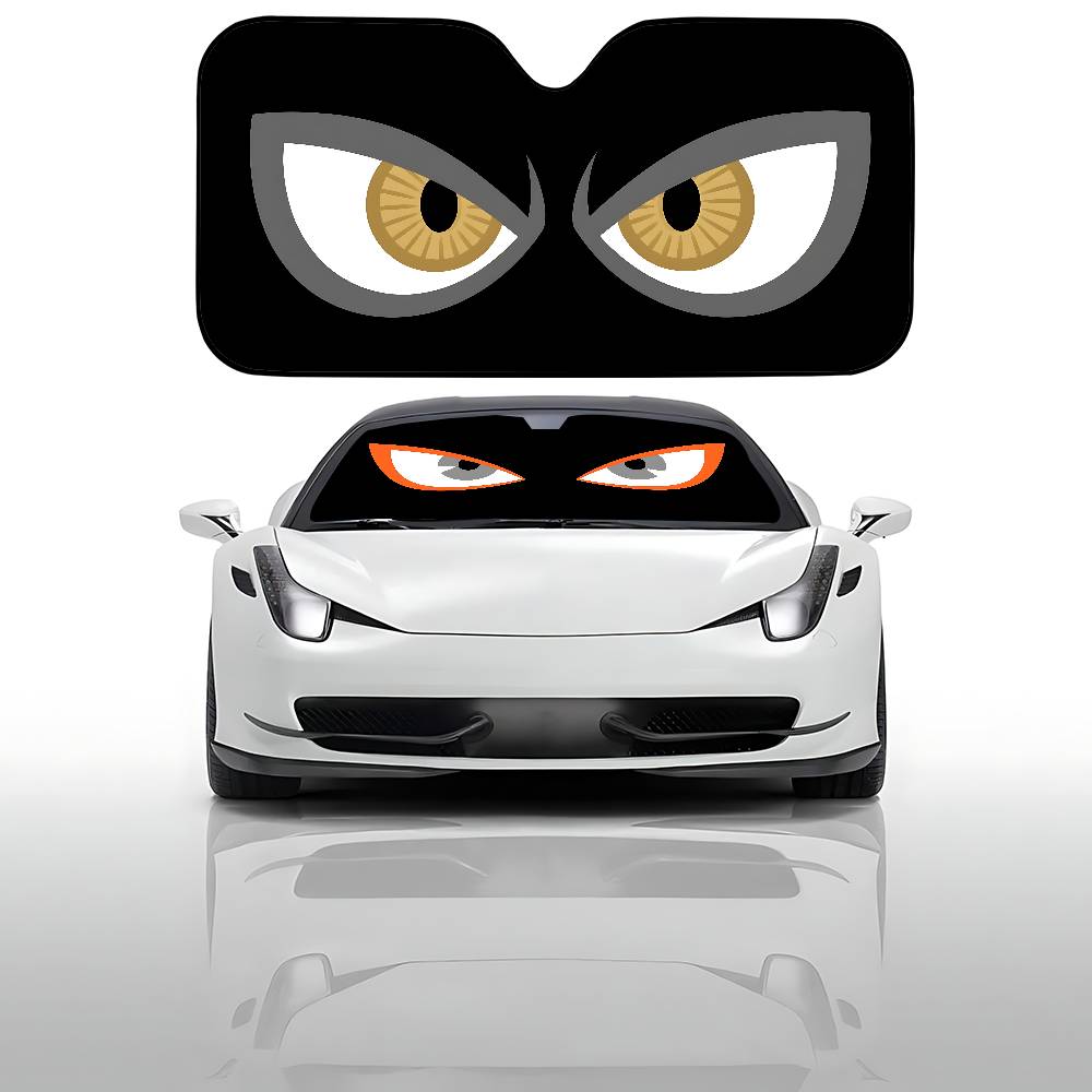 Cartoon Angry Eyes Car SunShade Car Sunshade Covers Cover Universal Windscreen Folding Visor