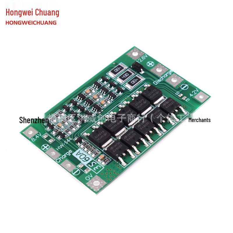 3-String 11.1V/12.6V 18650 Lithium Battery Protection Board with 60A Balanced Current Port