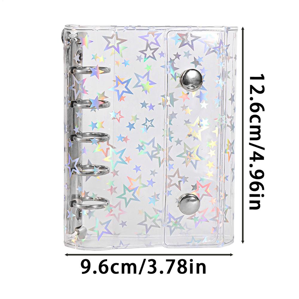 Transparent Sticker Book M5/A7 Tearable Stickers Binder Card Organizer Clear Sealing Sticker Organizer Binder Cover Star Pattern