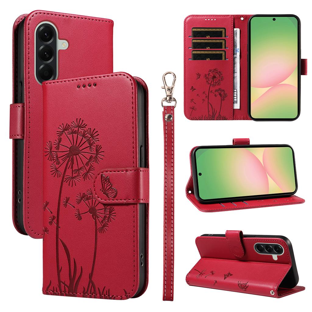 For Samsung Galaxy A57 5G Leather Wallet Case with Strap Dandelion Imprint Phone Stand Cover