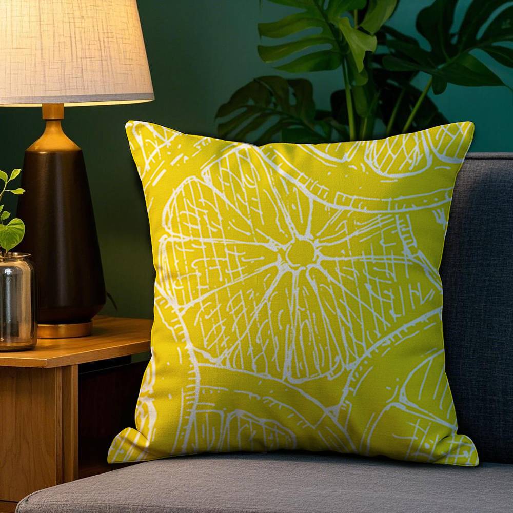 Lemon Fruit Pattern Pillow Case Plush Fabric Soft Double Sided Print Home Sofa High Quality Cushion Cover Throw