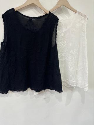 

Washed cotton embroidered broadside vest One size fits all чорний