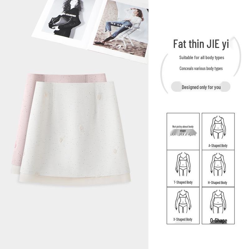 Elegant Women's Pink A-Line Skirt: New Chinese Style with Sequin Embroidery for Spring/Summer 2026