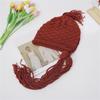 Handmade Fringed Braids Hat Y2K Sweet Girl Warm Beanie Hat InsStyle Bonnet Winter Autumn Skull Hat Pullover Earflap Hat