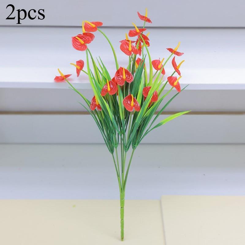 

2pcs Artificial Flowers Plastic Fake Bouquets Dining Table Indoor Desktop Ornaments Home Decor Wedding Party Table Centerpiece