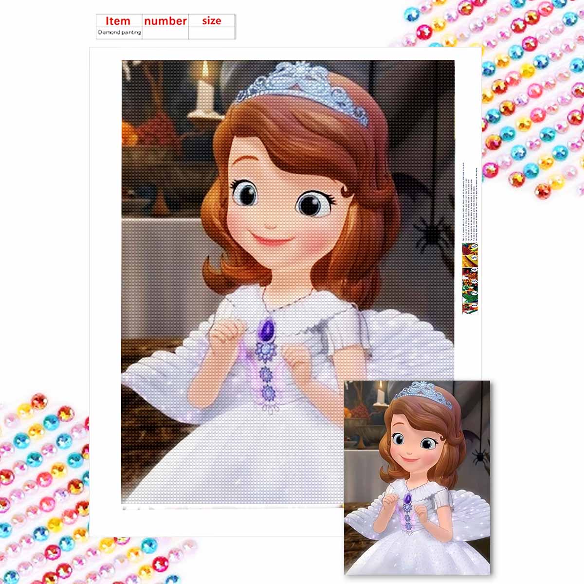 

Алмазная мозаика Красочная алмазная живопись Милая маленькая принцесса Полная круглая вышивка Мультяшные креативные хобби Настенный декор Round 20x30cm
