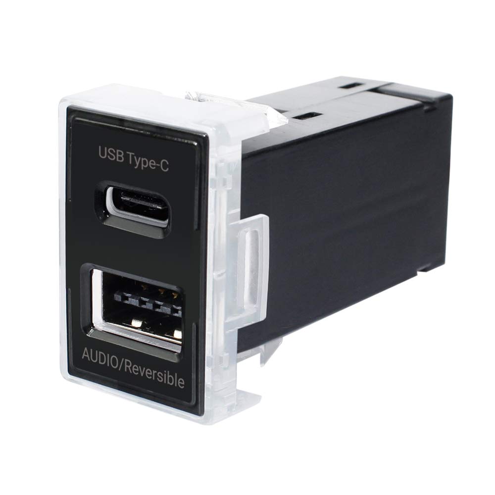Tsuchiya Yac VP-135 AUDIO+TYPE-C Reversible USB Port for Toyota Vehicles, Black, 7.1 X 3.6 Inches (18 X 9.2 Cm)
