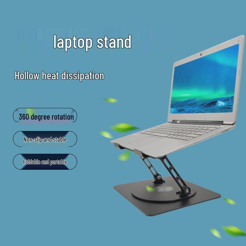 Laptop Stand with 360° Rotation, Foldable Cooling Design for Desktop, Office, and Gaming.