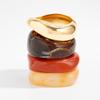 Fashion Irregular Smudged Acrylic Bracelet, Retro Translucent Gold Foil Resin Wide Bracelet