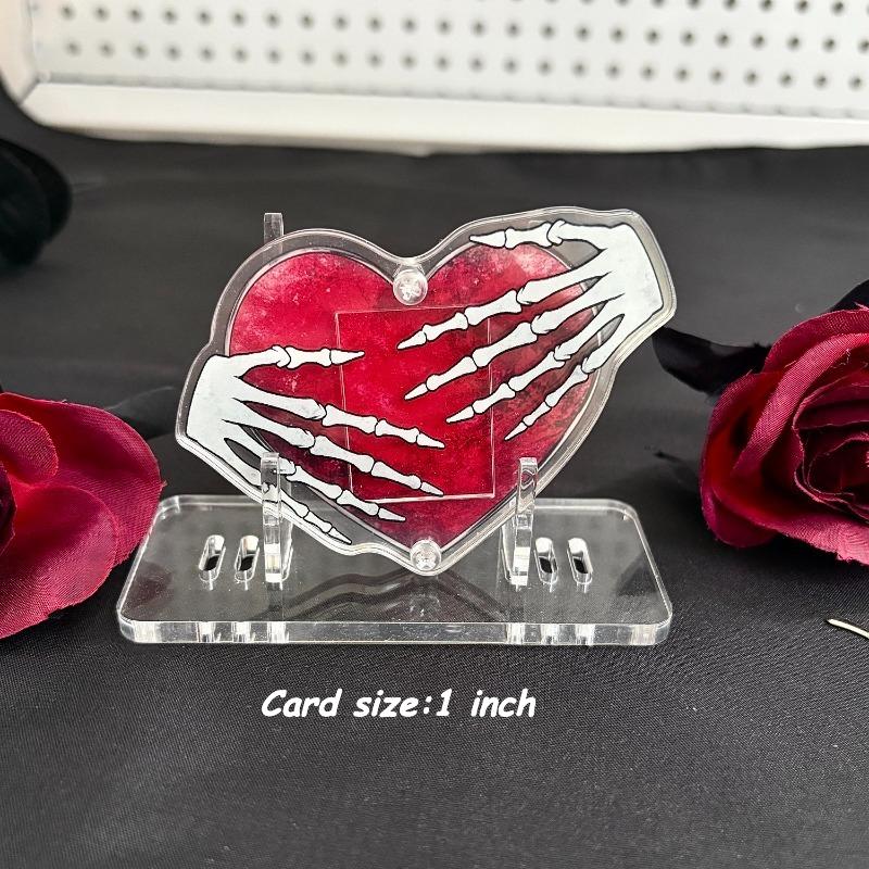 

Heart-shaped Skull Acrylic Card Holder Gothic-style Dark-themed Decorative Photo Frame for 1 Inch Anime Character Card 2026 New