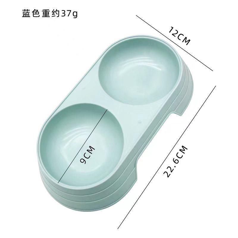 Pet Double Bowls Macaron Color Cat Dog Rice Bowl Food Basin Non-slip Thickened Household Drinking Water Two-in-one