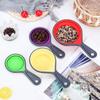4pcs/set Silicone Folding Measuring Spoon Set with Hanging Holes Telescopic Measuring Cups Clear Scale Coffee Sugar Spice Powder