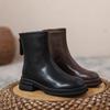 2025 new spring and autumn super hot Internet celebrity Martin boots women's retro brown leather thick heel thin short boots