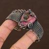 Rhodonite Handmade Copper Wire Wrap Bangle Adjustable b3y09