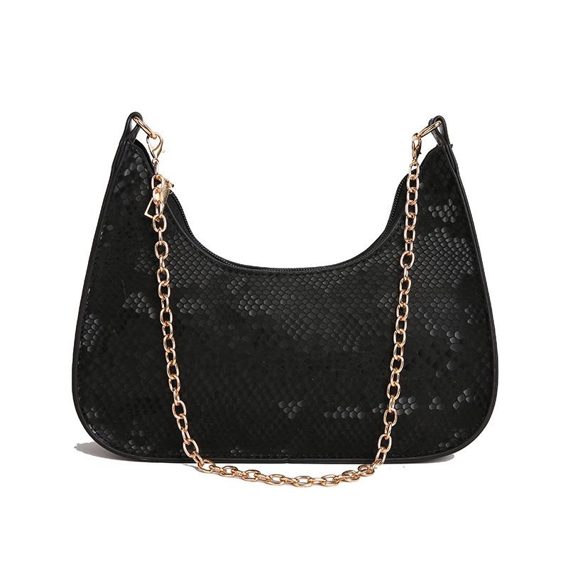 Fashion Trend Chain Bag Snake Pattern Design Sense Texture Casual Versatile Shoulder Underarm Bag Commuter Handbag