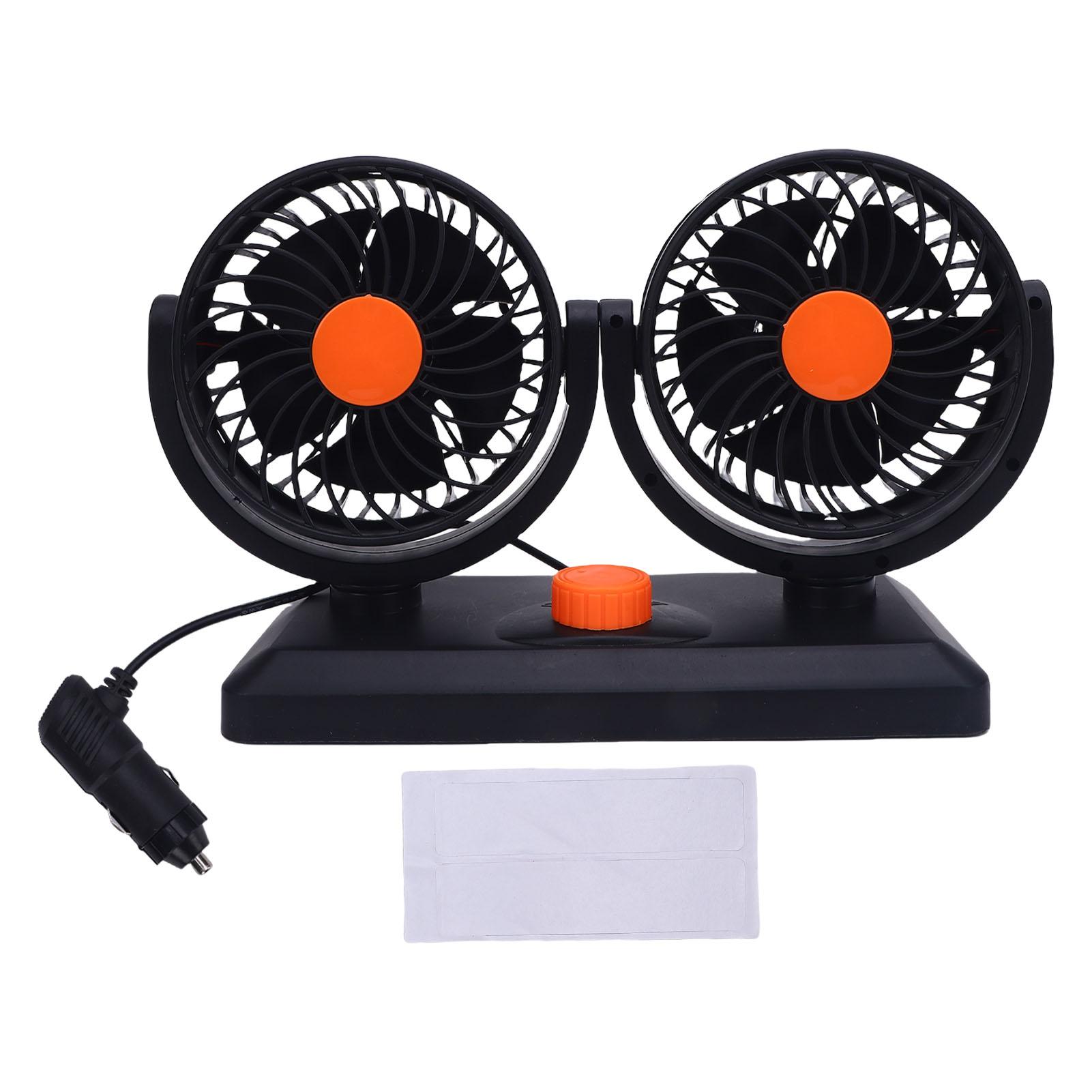 

Dual Head Car Fan 2 Speed 360 degrees Rotating Cigar Lighter Powered Car Cooling Fan for SUV RV Truck