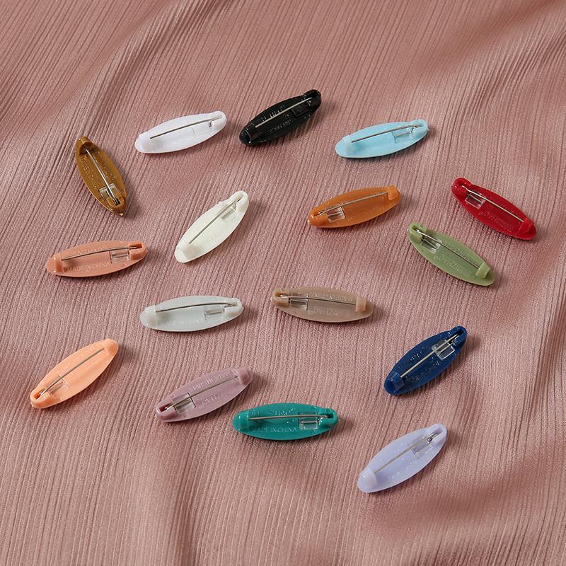 Fashion Muslim Scarf Hijab Pins Oval Plastic Brooches For Women Mixed Colors Clips Fixed Safely Pin Accessories 8PcsBox