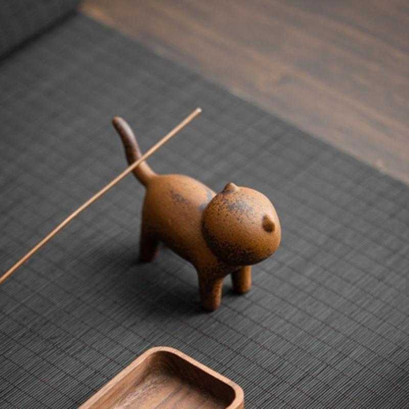 Vintage Glazovaná Keramická Figurka Kočky pro Čajový Pet Set Gongfu Čajový Set Příslušenství Pěstovatelná Dekorace Dárek