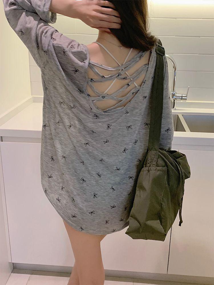 Women's Sheer Bow Print Long Sleeve Sun Protection Top - Spring/Summer Casual Cover-up