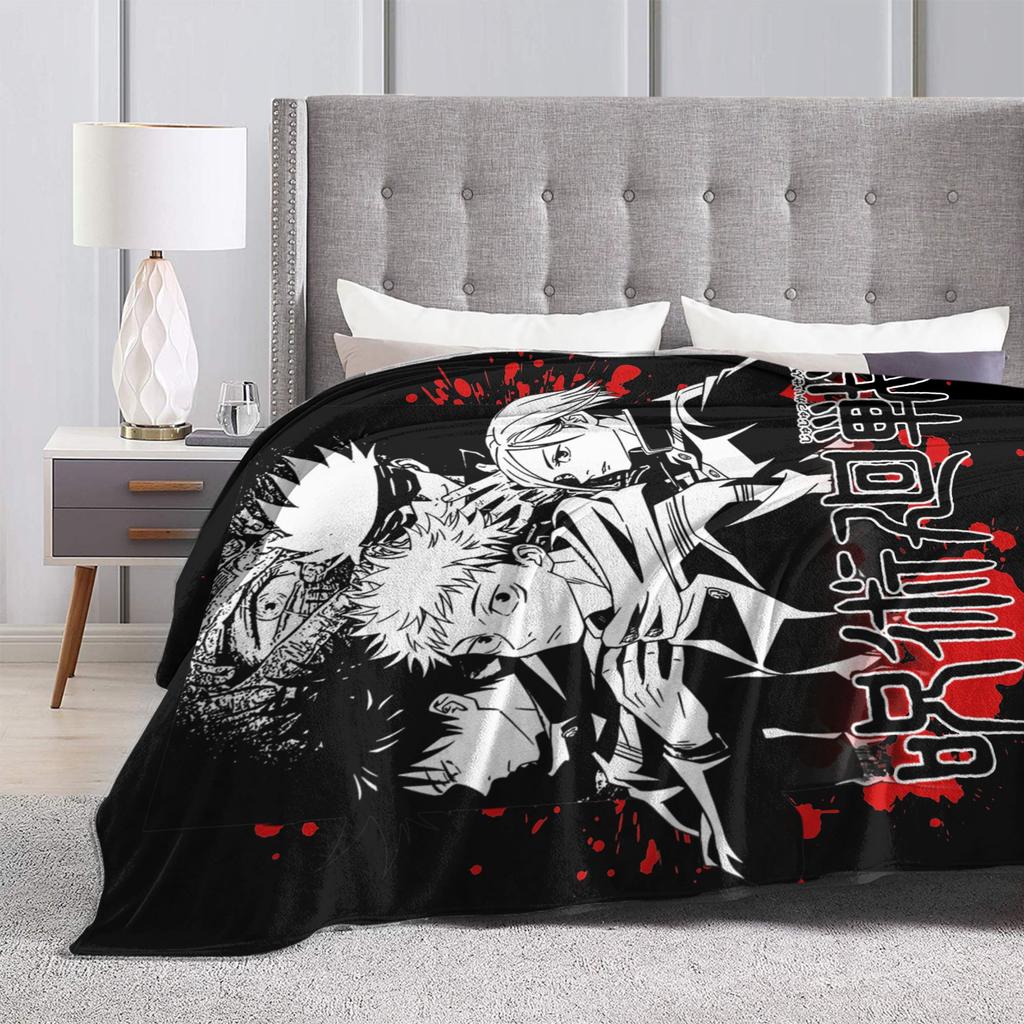 Jujutsu Kaisen Yuuji Satoru Wool Blankets Anime Manga Vintage Throw Blanket for Home Hotel Sofa 125*100cm Quilt,