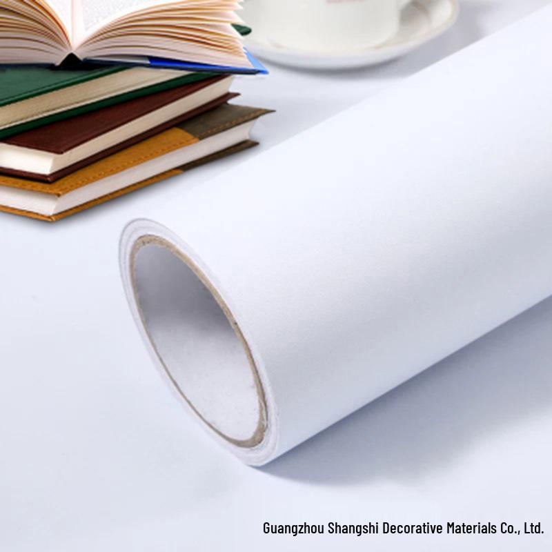 Self-Adhesive Waterproof PVC Wall Mural - Solid Color, Thickened Wallpaper/Sticker for Dorms (White/Black)