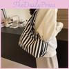 Chic Minimalist Striped Shoulder Bag Fashionable High-capacity Shopping Tote