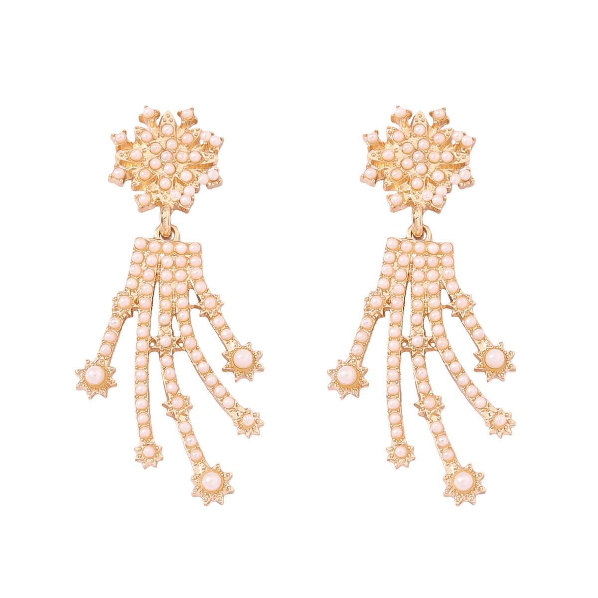 Exaggerated style fashion pearl-encrusted women s pendant temperament luxury creative earrings