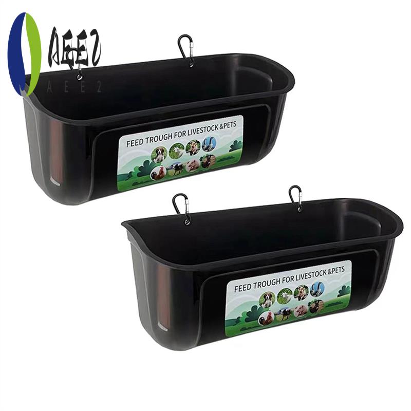 

AEE2-Chicken Goat Hanging Fence Feeder, Water Trough For Deer Duck Dog And Piglets, Goose Waterer Trough Black 2 Pack чёрный