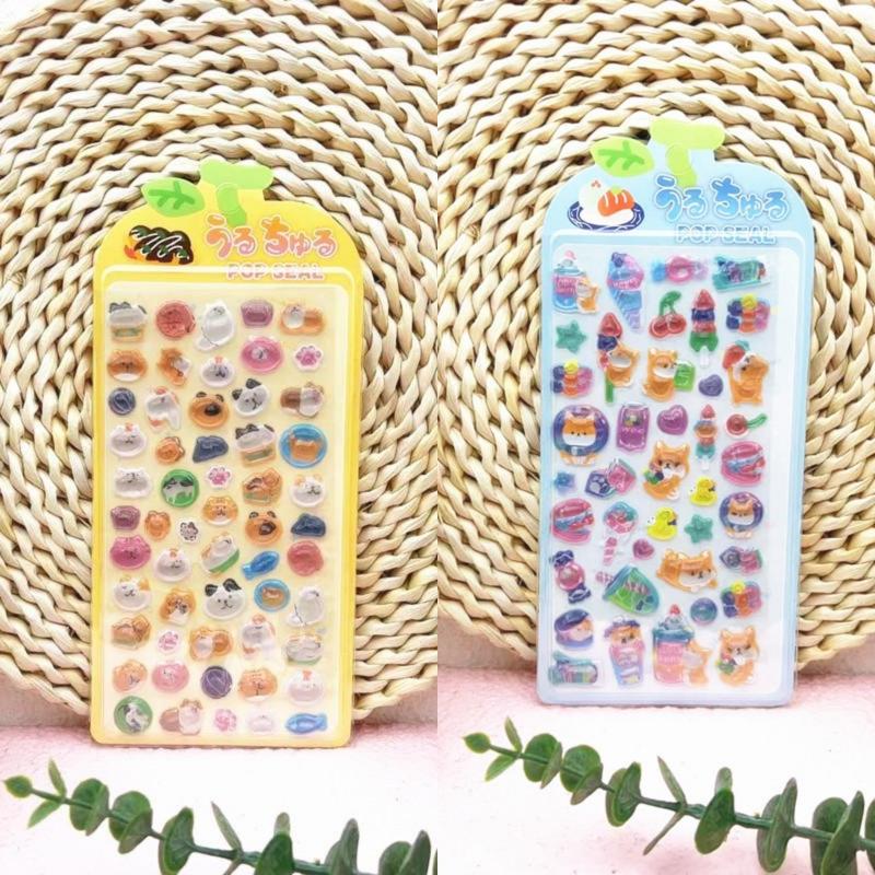 New 3D Relief Stickers Cartoon Animals Food Creative Cute Aesthetic Stickers DIY Phone Case Journal Fun Fashion Decoration Stick