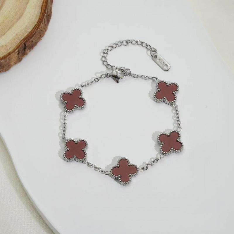 Classic 13mm Titanium Steel Double-sided Four-leaf Clover Bracelet Fashionable Light Luxury Women's Versatile Jewelry