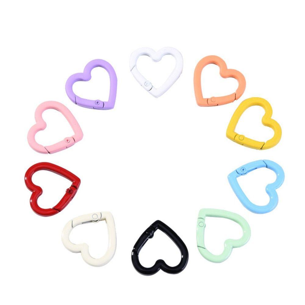 5pcs Macaroon Color Peach Heart Keyring Heart Shape Love Keychain Clips  Fishing