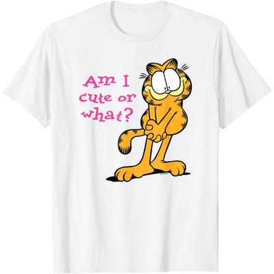 T-shirt Rose Garfield Suis-je Mignon ou Quoi Chat de Dessin Animé