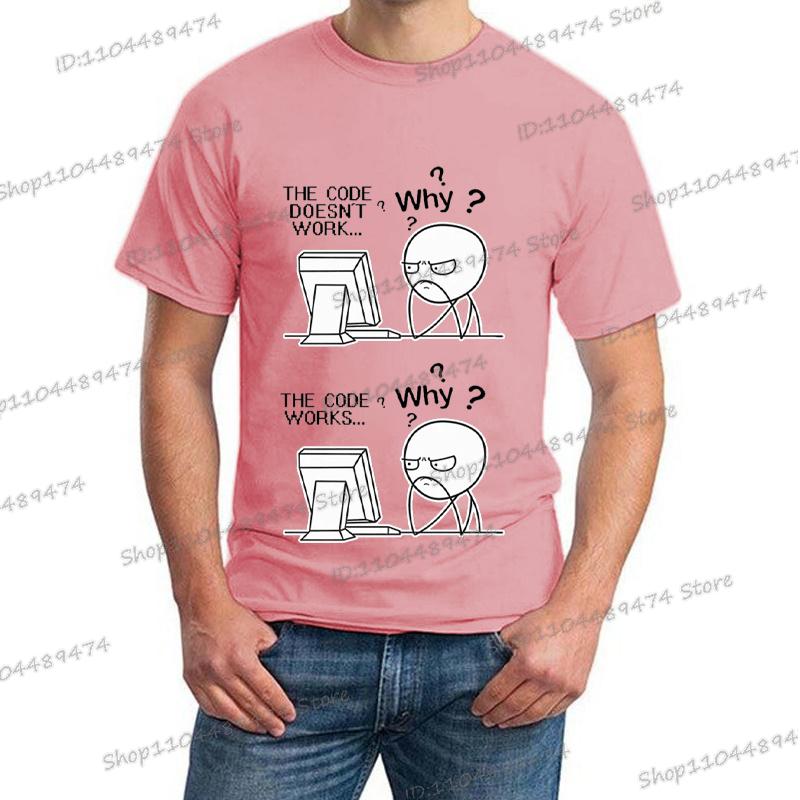 Creative Programmer Code Works Why Casual Print T Shirt Short Sleeve Homme Camiseta Hippie Fashion Streetwear for Men