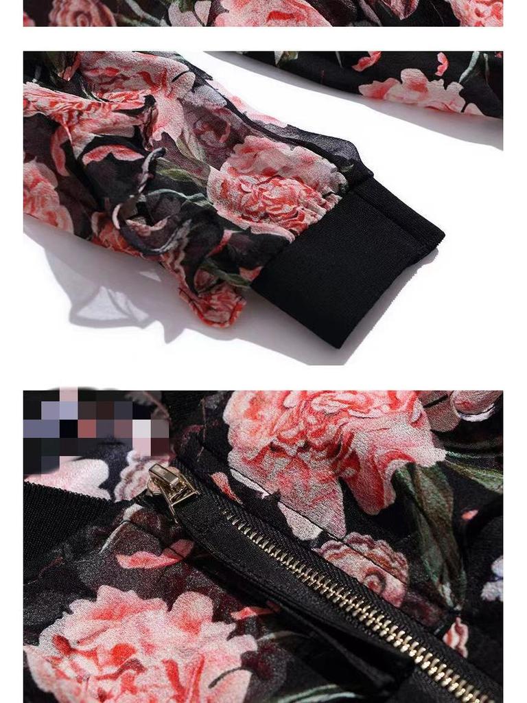 2025 Summer Plus Size Chiffon Cardigan - Women's Printed Long Sleeve Sun Protection Jacket for Middle-aged Moms