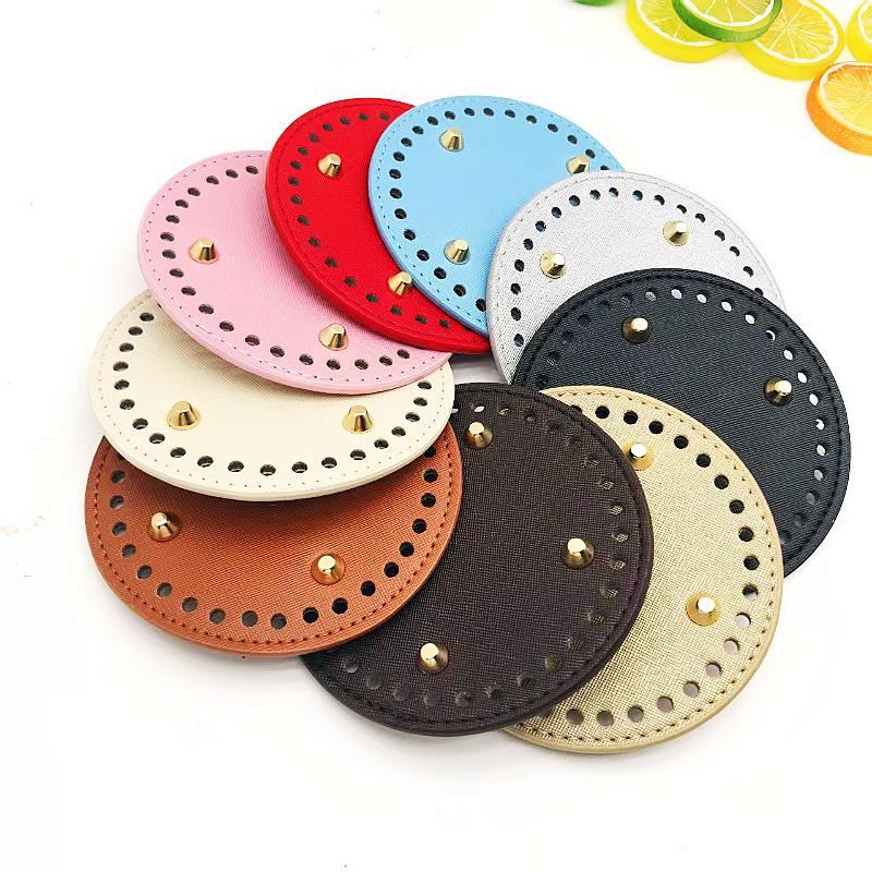 Hand-Crocheted DIY HyunA Woven Bag Base - 12cm Round PU Leather Bottom for Handbag Accessories
