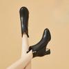 Short Boots - Women's Thick-soled Leather Boots with High Heels, New Style, Side Zipper Shoes