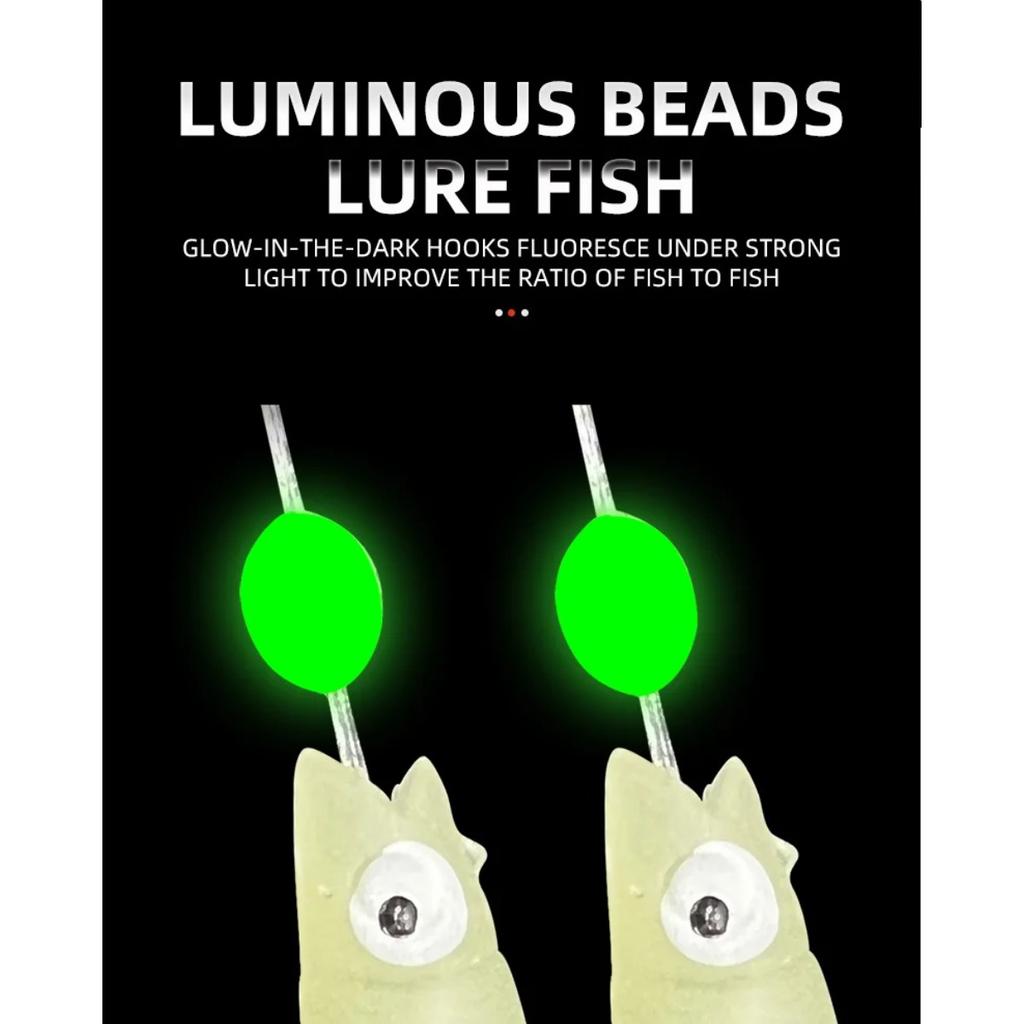 MIX 5PCS/BAG 5 Hooks Sabiki Rigs Saltwater Fishing Lures Bait Rigs Real Fish Skin String Hook Mackerel Glow Sabiki Rigs