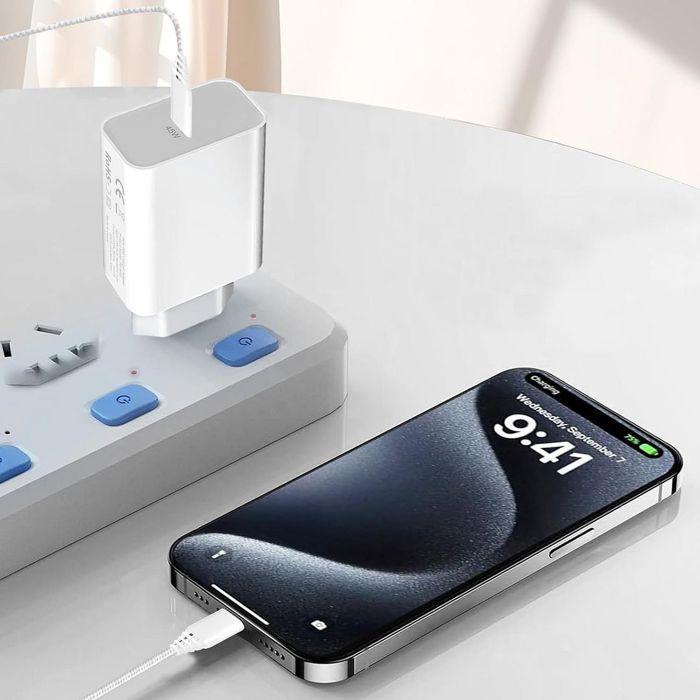 Chargeur Rapide 45W - Samsung - A16 A17 A36 A56 - 2 Câbles USB-C 1M - Blanc