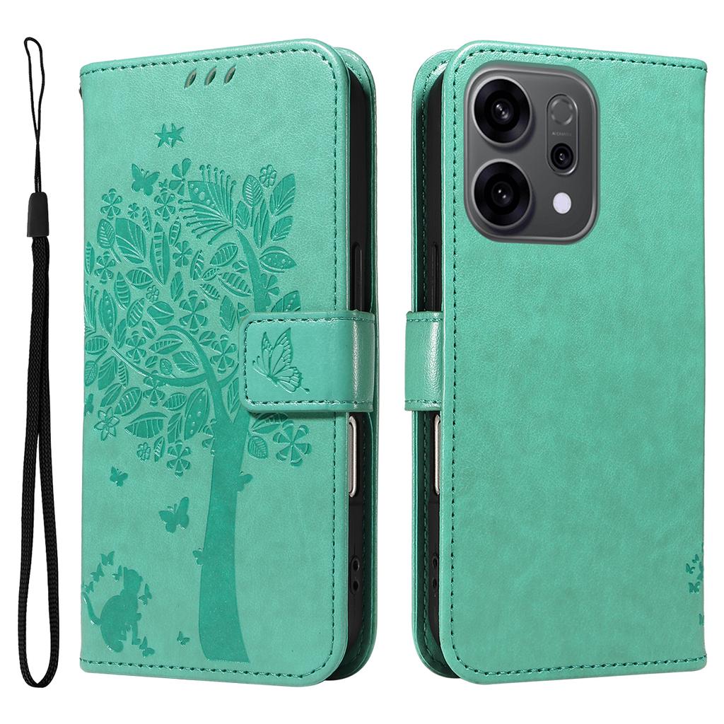 Pro Oppo Reno14 5G (Čína)/Oppo Reno14 F 5G/Oppo Reno14 5G (Globální) Pouzdro na telefon se stojánkem Vzor kočičího stromu Kožená peněženka Mobilní kryt