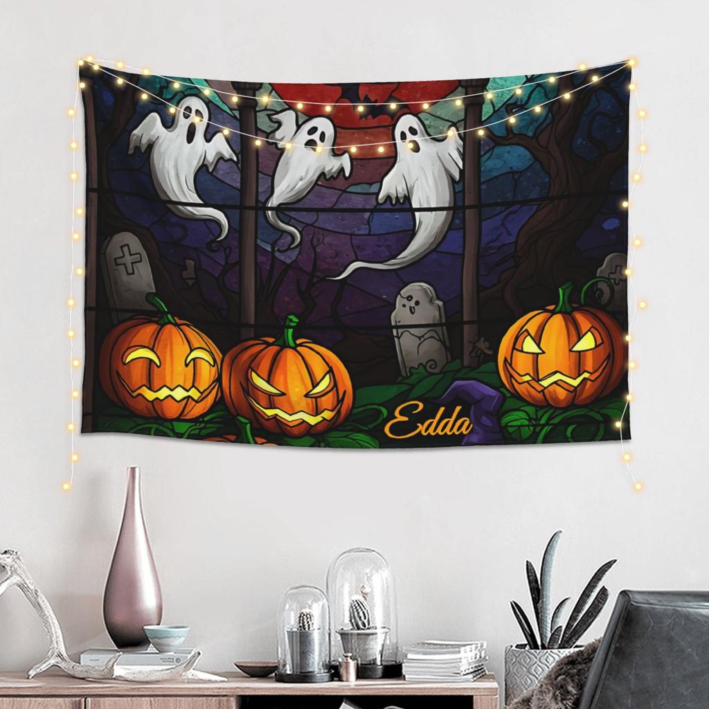 Halloween Trick Or Treat Print Tapestry Wall Hanging Blanket Tapestry Home Decor Items Wall Decorations
