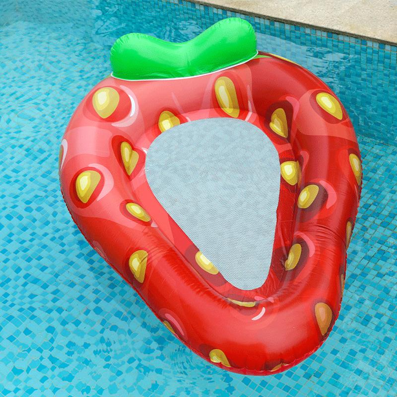 Childrens And Adult Large Strawberry With Net Water Recliner Row Floating