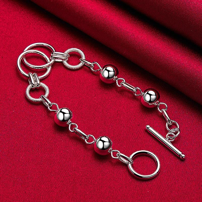 Popular 925 Sterling Silver Circular Bead Bracelets For Woman Christmas Party Engagement Wedding Fashion Jewelry Accessories