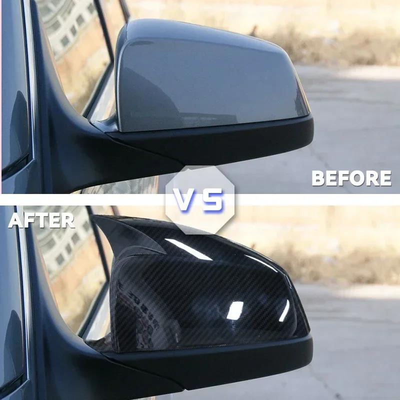 For BMW 5-Series E60 E61 LCI Sedan 2008 2009 2010 Carbon Fiber pattern Black Side Wing Rearview Mirror Cover Cap