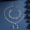 Women's Prom Earrings Necklace Bracelet Set Elegant Crystal Bridal Wedding Costume Jewelry Bridesmaids Gift
