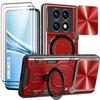 Case for Xiaomi Redmi Note 15 5G/4G, Shockproof with Stand - Red - 2 Tempered Glasses