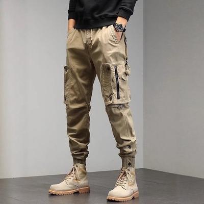 Podzimní nové ležérní kalhoty s velkými kapsami pánské trendy značky venkovní volné elastické kalhoty
