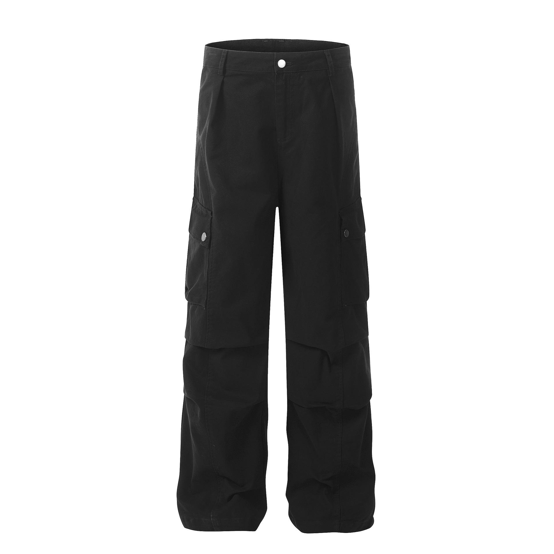 

OREETA Pleated American Work Pants: Layered, Straight-Leg, Slimming, Loose Fit Small