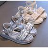 Summer Girls Sandals Silver Soft-Sole Princess Shoes Breathable Beach Footwear for Little Girls Older Kids