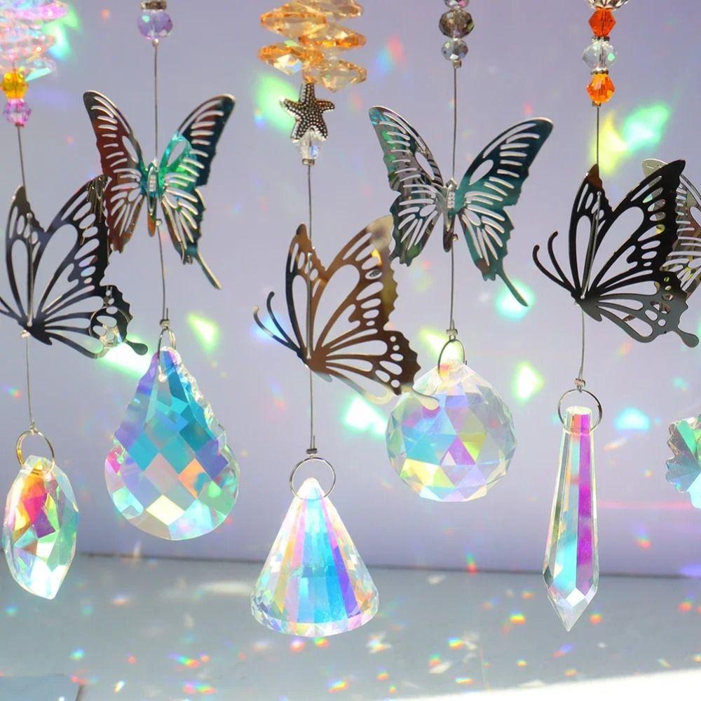 7Pcs Coloured Crystal Suncatcher Hanging Light Collection Pendant Wind Chime  Landscape