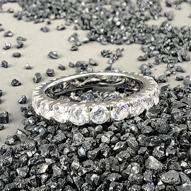 Klassischer Feinschmuck S925 Sterling Silber VVS Moissanit Hochzeits Eternity Band Ring für Damen Unisex